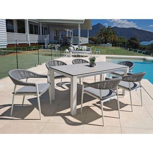 Adele Ceramic Outdoor table with 6 Nivala Chairs