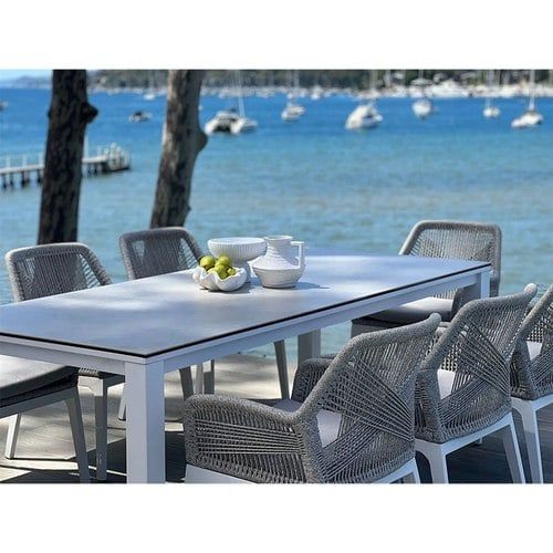 Adele Ceramic Outdoor table with 8 Serang Chairs