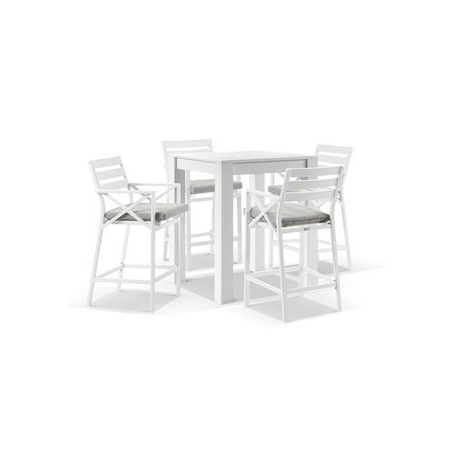 Santorini Outdoor Square Table w/4x Kansas Bar Stools