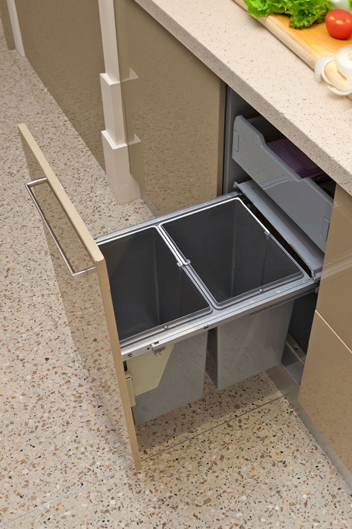 Bins are a must-have in the kitchen and the options available today mean everything is hidden away.