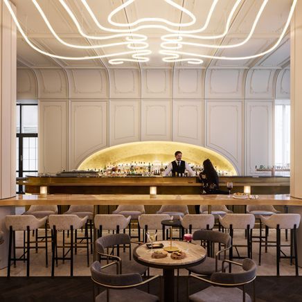 Innovative design iIlluminates an Art Nouveau-inspired hotel restaurant