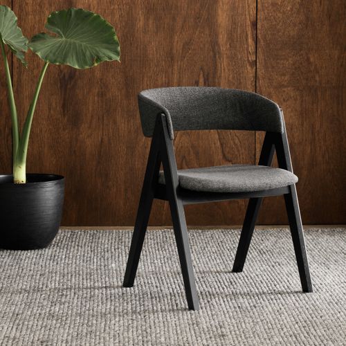 Gaudi Black Hardwood Dining Chair | Charcoal Fabric