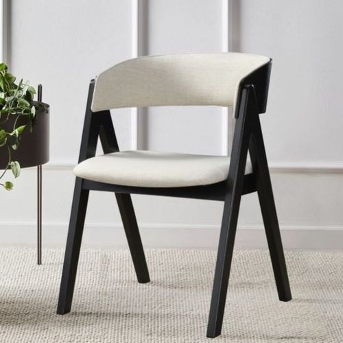 Gaudo Black Hardwood Dining Chair | Beige Fabric