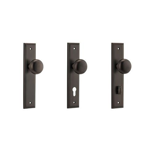 Iver Cambridge Door Knob on Stepped Backplate Signature Brass
