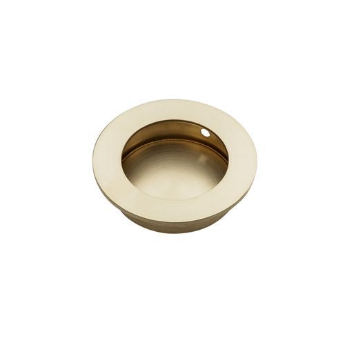 Brushed Brass FLUSH PULL Round Handle 70mm Open Design