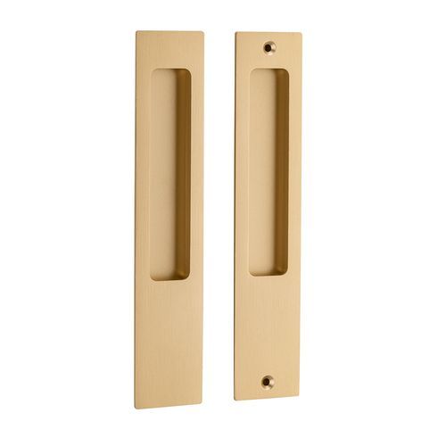 Iver Rectangular Flush Pull Passage Set Brushed Brass for Sliding Doors 21416 *Pair*