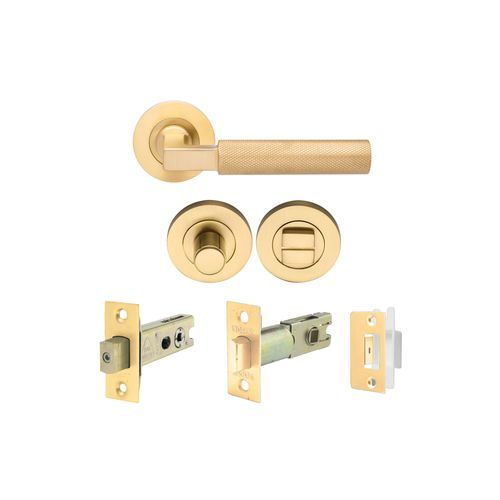 Zanda Zurich Privacy Kit with Latch and Door Handle Lever Satin Brass 9347SB - Customise to your needs