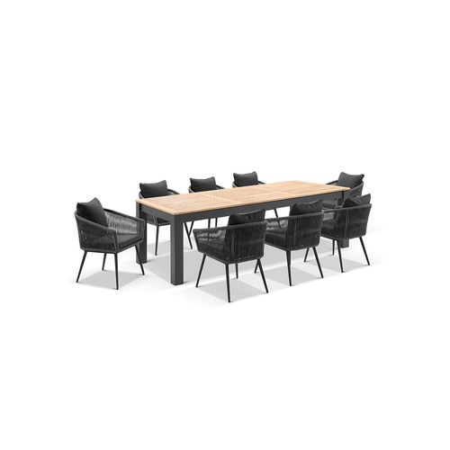 Balmoral 2.5m Outdoor Table & Rope Chairs | Charcoal