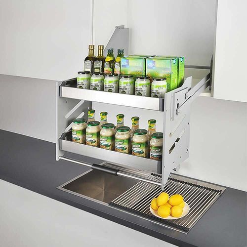 Bistro Soft Close Pull Down 2-Tier Wall Cabinet Unit - for a 600mm Cupboard