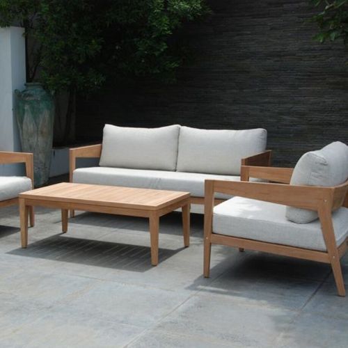 Caledonia Outdoor Lounge & Armchairs with Oat Cushions