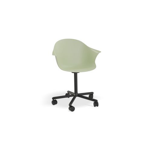 Pebble Armchair Mint Green with Shell Seat - Swivel Base with Castors