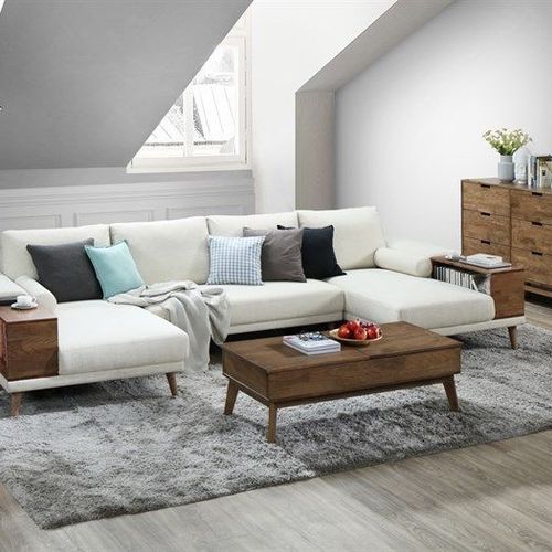 Paris Modular Sofa Series | U-Shape Sofa with Chaise | Beige Fabric