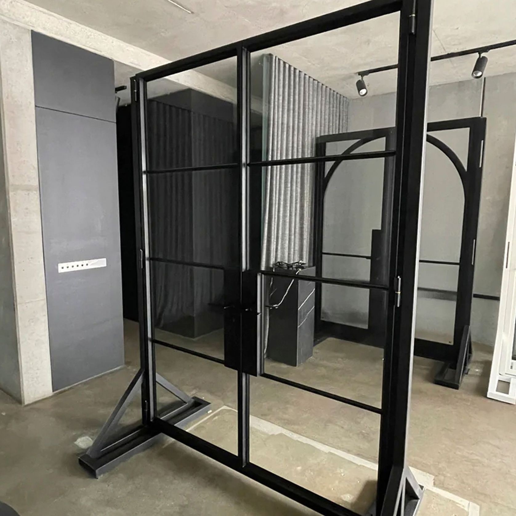 Steel Frame Glass Hinge Doors - Galvanised W40 gallery detail image
