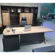 EASTON Sit Stand Electric Lift Executive Desk with Right Return 2.2M - Warm Oak & Black gallery detail image