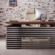 PHOENIX Executive Desk with Left Return 1.8M - Warm Oak & Black gallery detail image