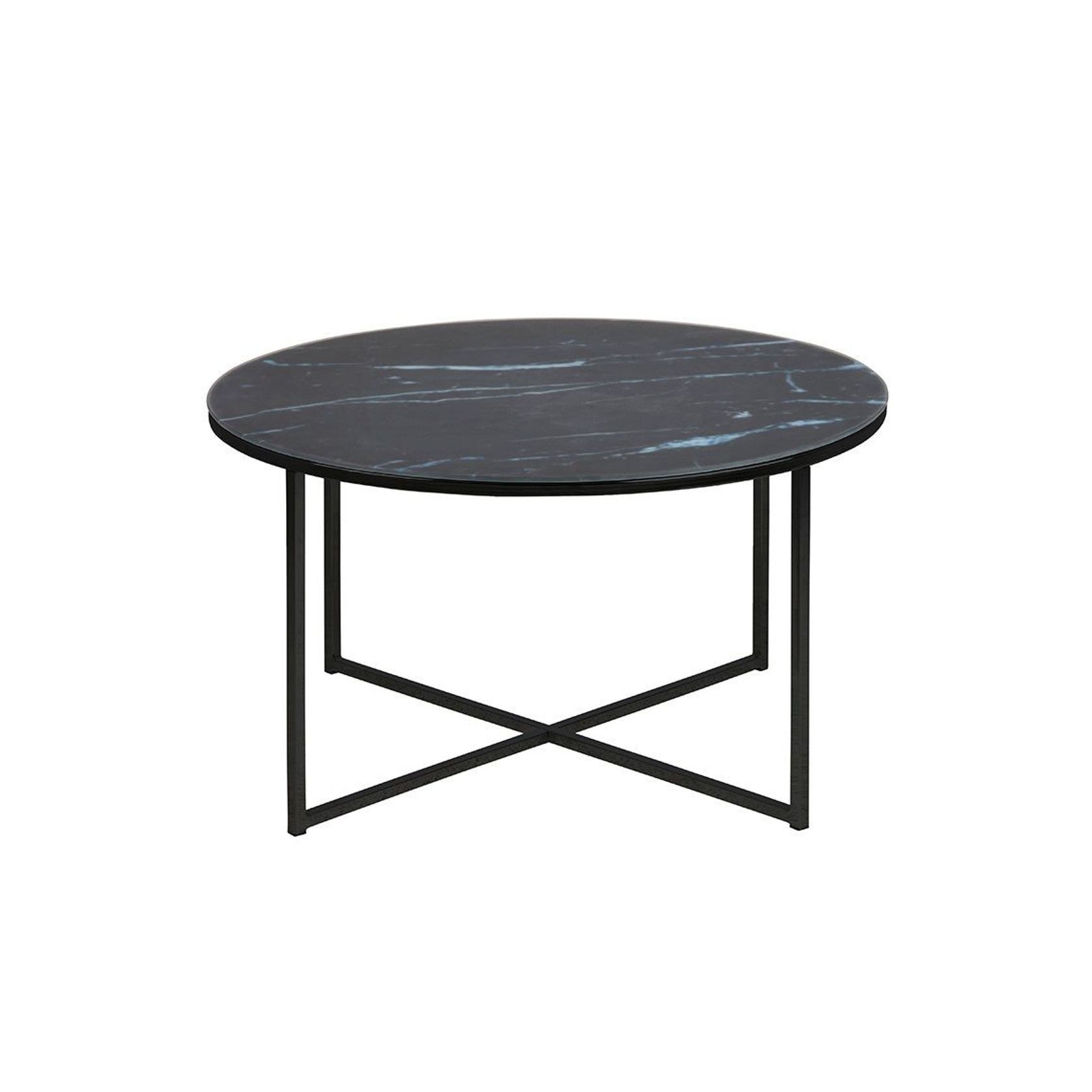KOLINA Marble Glass Round Coffee Table 80cm - Black gallery detail image
