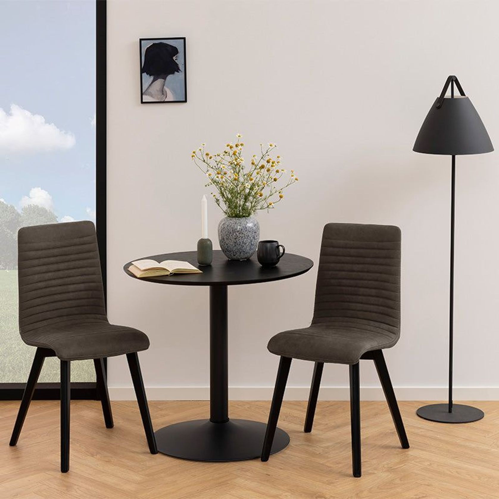 TITAN Round Dining Table 80cm - Black gallery detail image