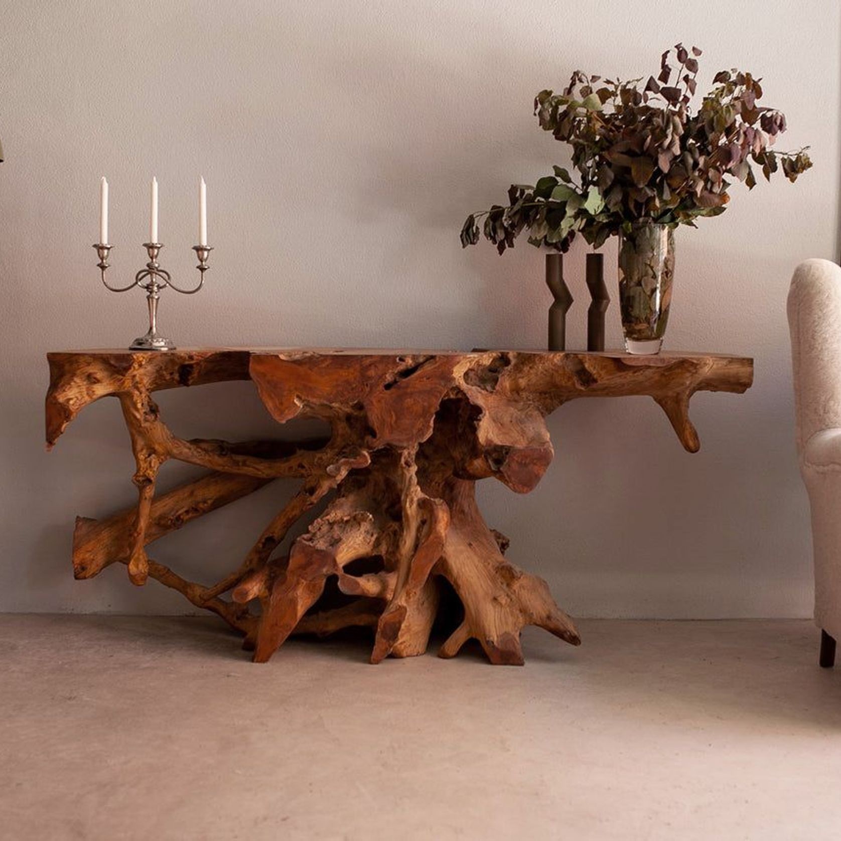 Organic Teak Tree Root Console Table, Swedish ArchiPro AU