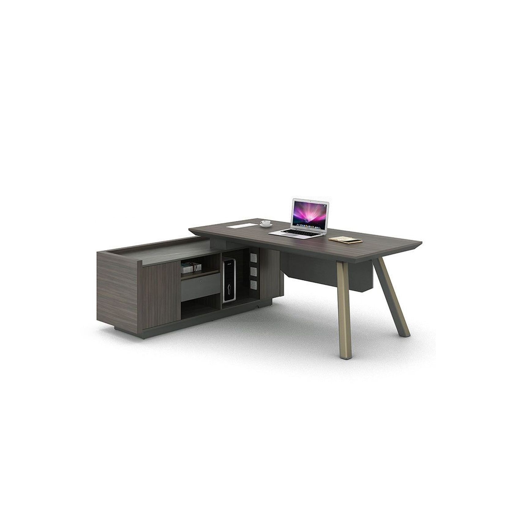KAISON Executive Desk with Reversible Return 2M - Brown Grey gallery detail image