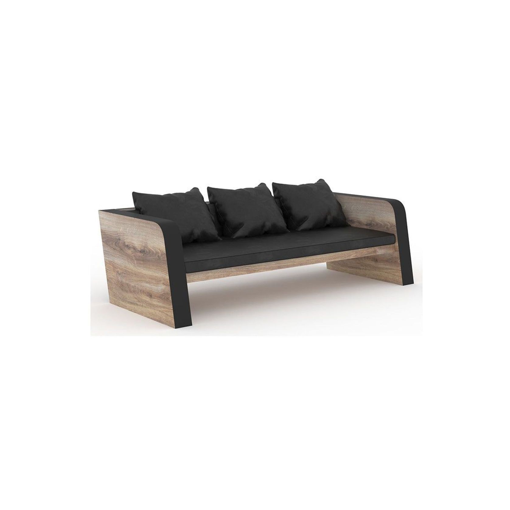 FRANCO Three Seater Sofa - Warm Oak & Black gallery detail image