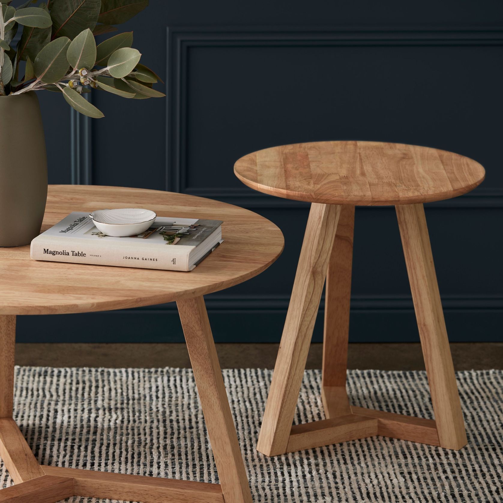 Franki Round Hardwood Side Table Natural ArchiPro AU