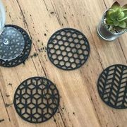 Luxe Abode Geo Coasters - Black Acrylic gallery detail image