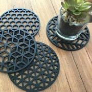 Luxe Abode Geo Coasters - Black Acrylic gallery detail image