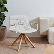 Maarten Lounge Chair - Wooden Swivel Base & Soft Upholstery gallery detail image