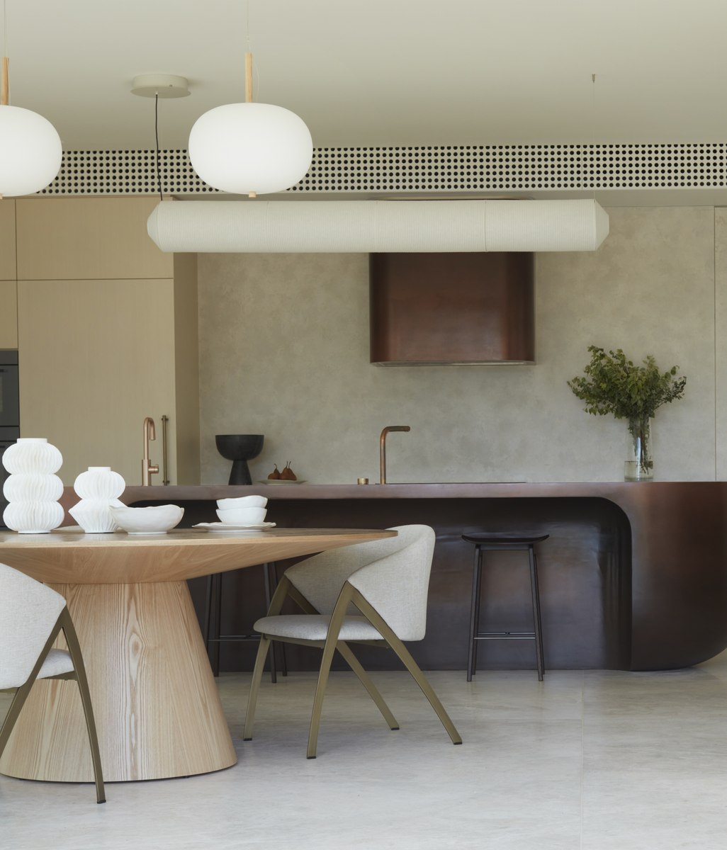 Curated contours align the interior and exterior architecture of this exceptional family residence