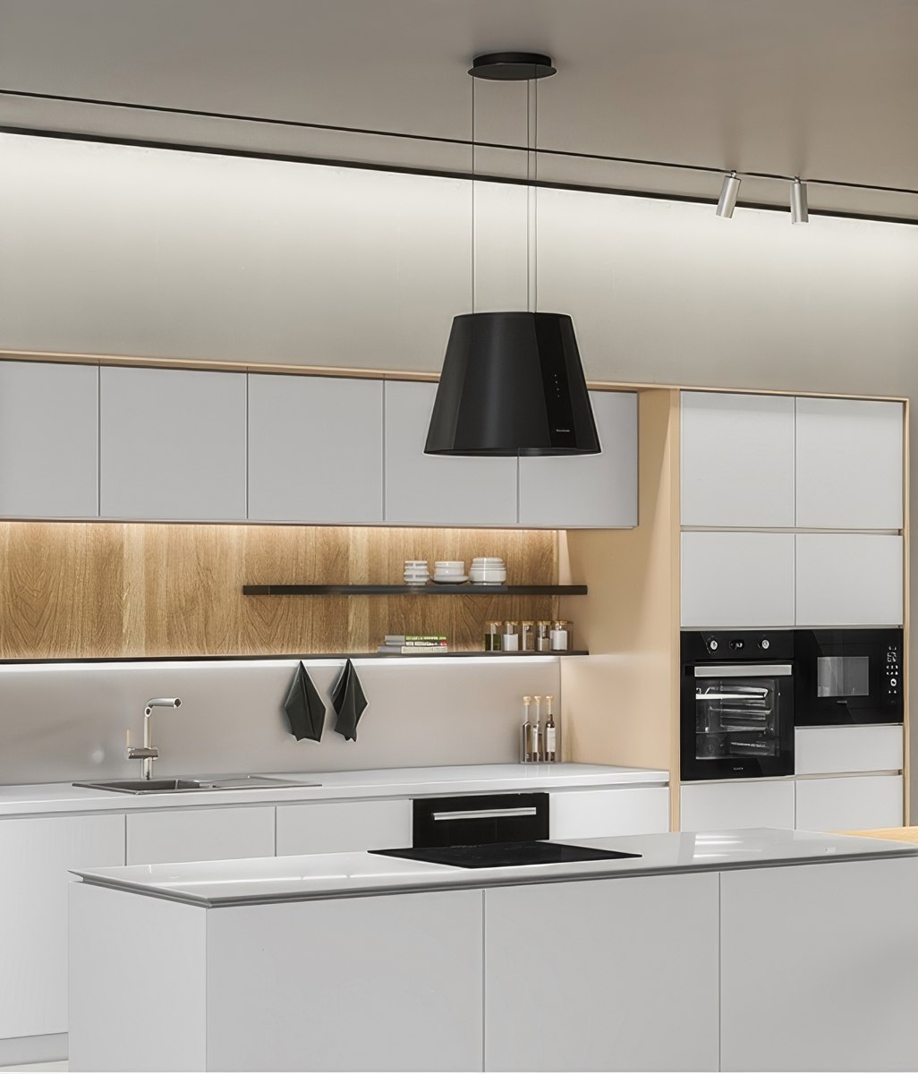 Illumination and extraction for your kitchen island with one appliance.