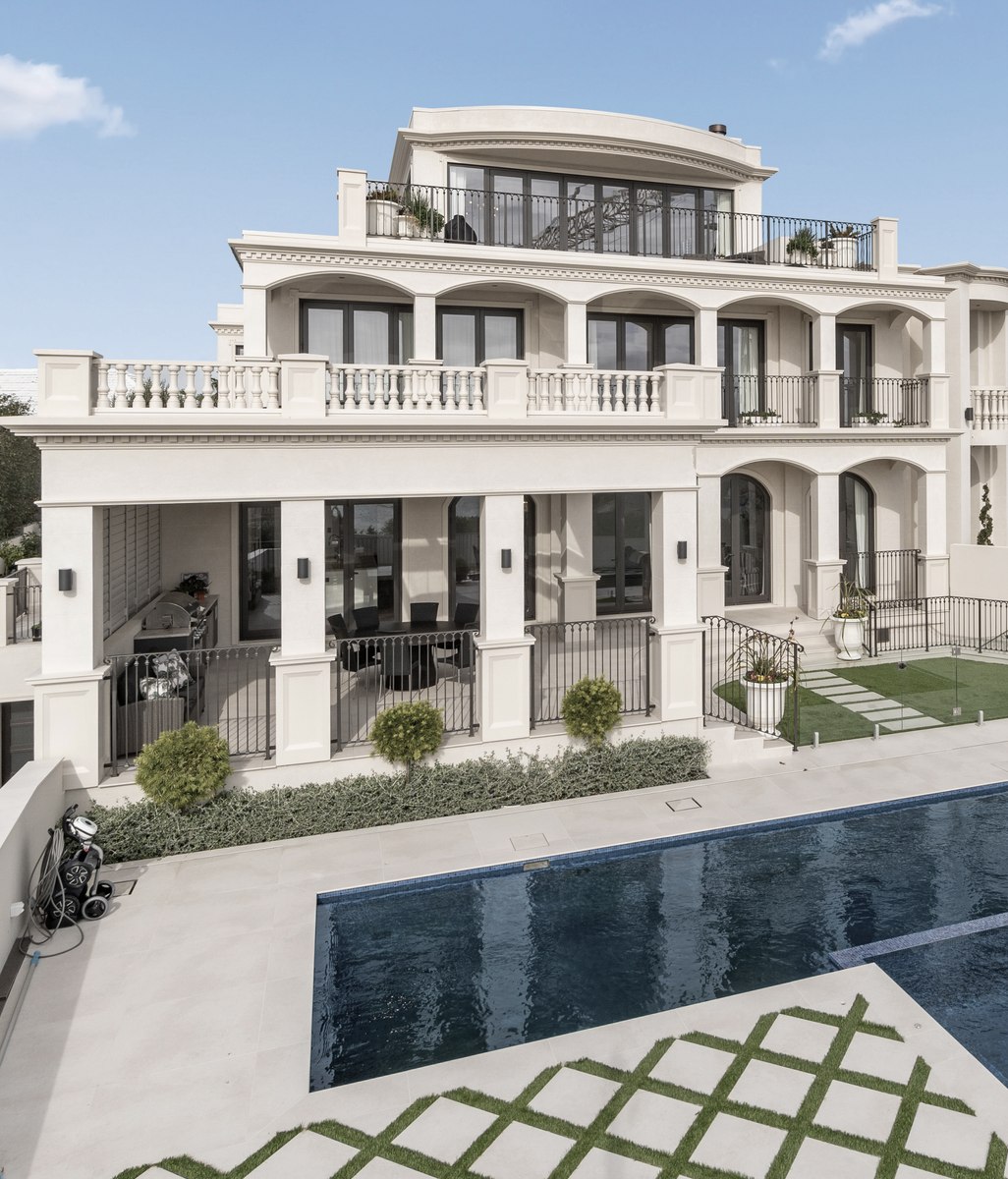 A grand Italianate home built with a glass floor