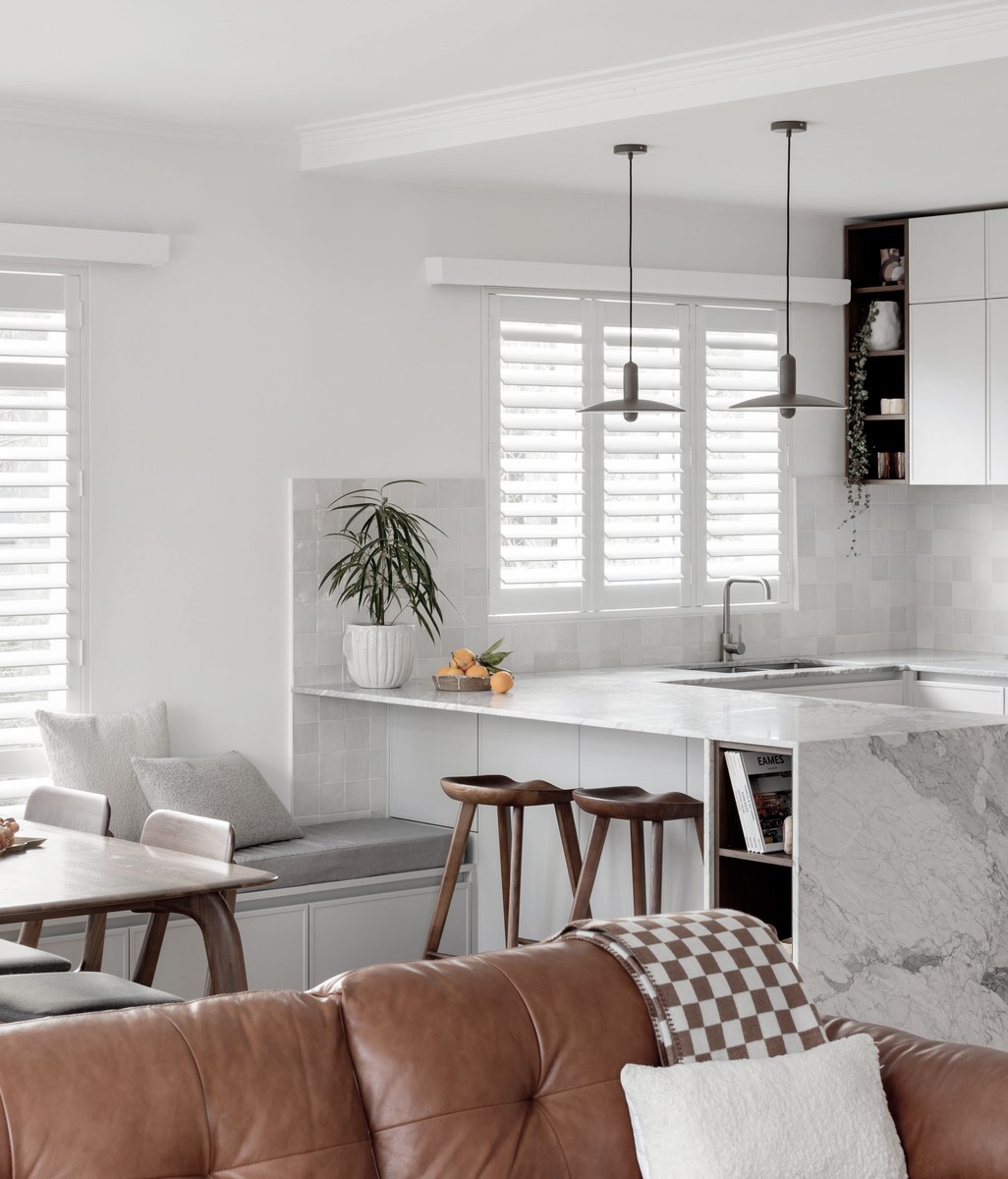 A lively yet serene update to a mid-century apartment for a growing family
