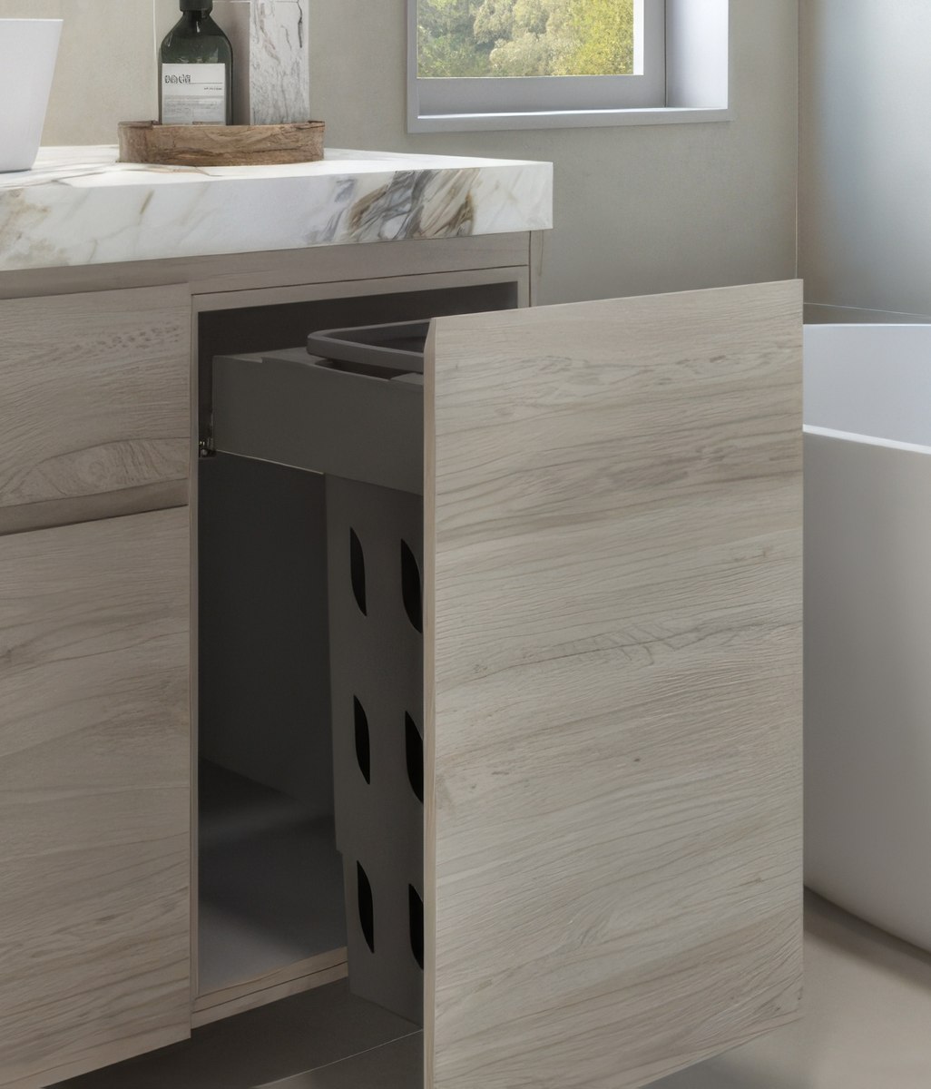 Concelo 1×35L Shallow Depth Laundry Hamper for Space-Restricted Cabinetry