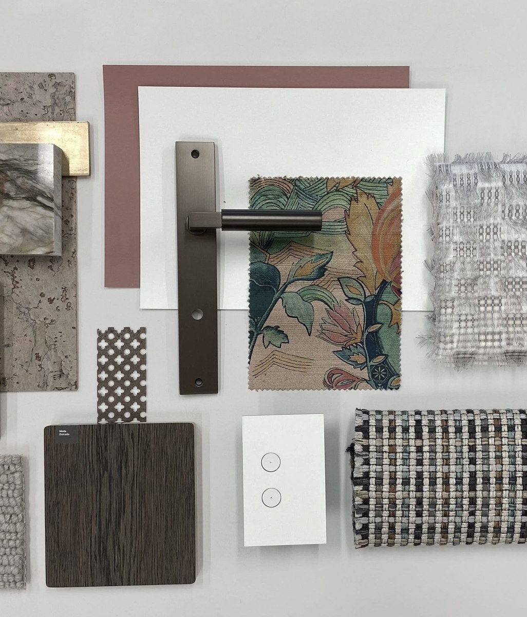 'Rich Earth' materials board styled by Hayley Dryland