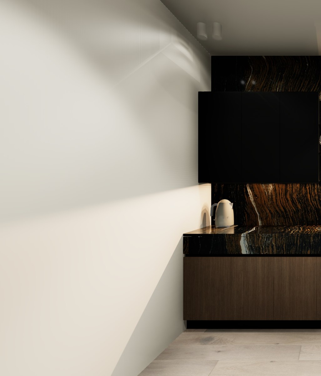 Bar Area, Kitchen and Office Nook