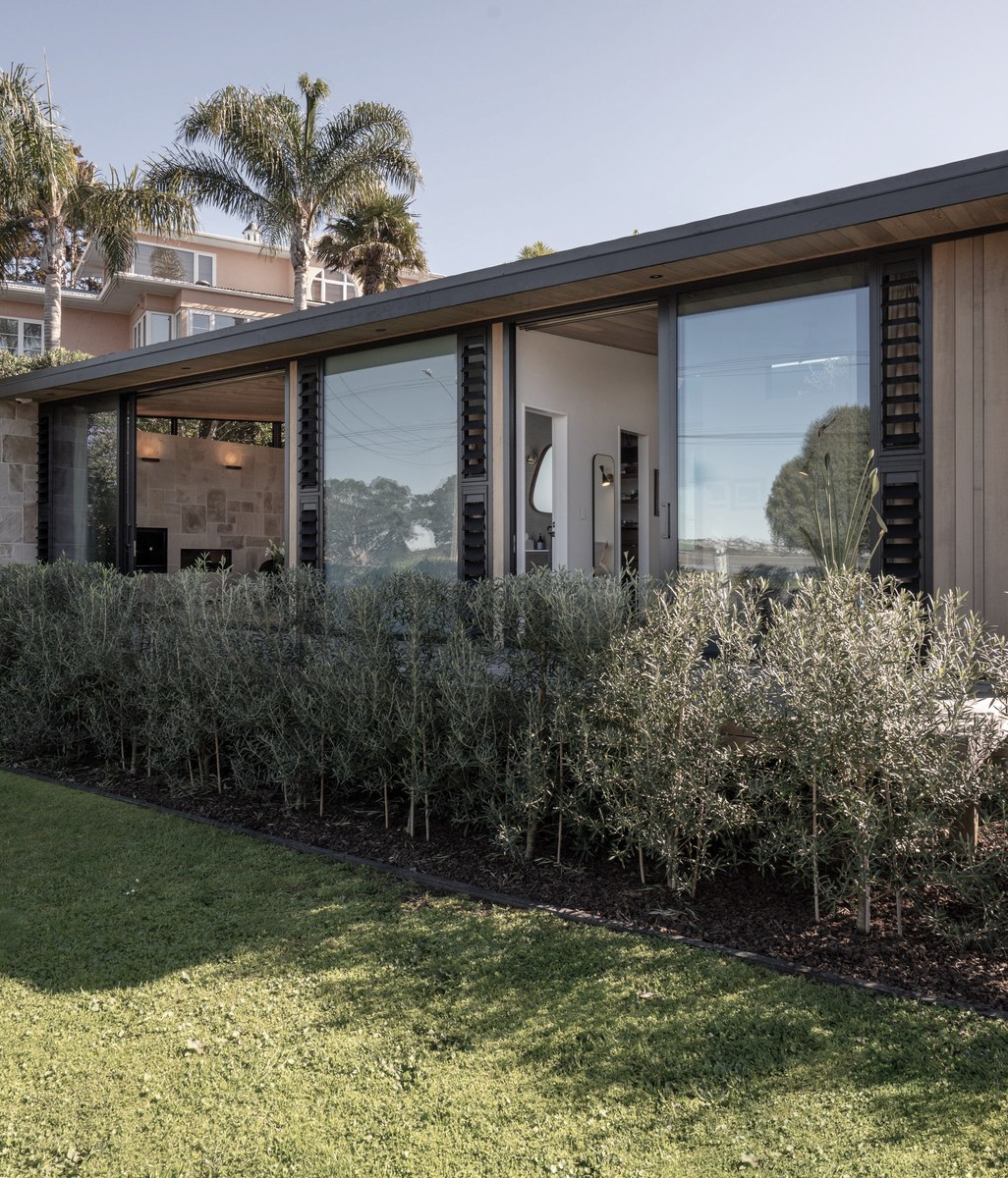 This waterside oasis maintains a connection with the outdoors