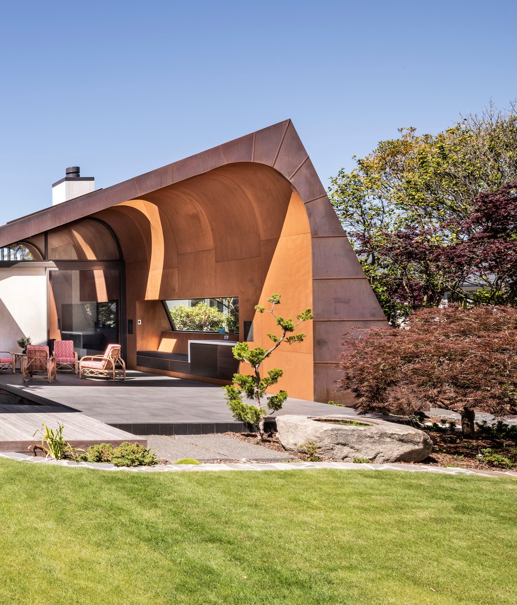 Avant-garde waves of concrete and copper in a new-build Christchurch home