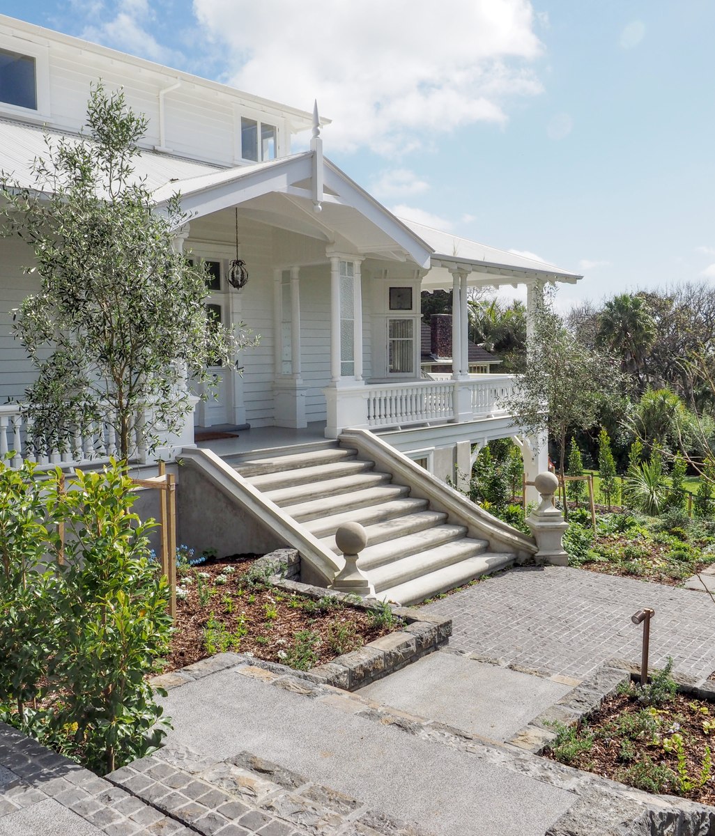 A historic Parnell home and the landscaping matching its grandeur