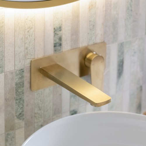 Brushed Brass Code Pure Wall Mounted Basin Mixer - 7 Colours
