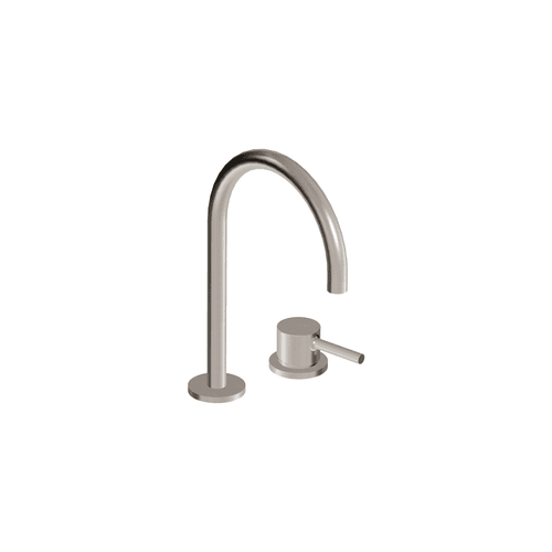 BRUSHED NICKEL Pan S 2 Tap Hole Extended Height Goose Neck Basin Mixer