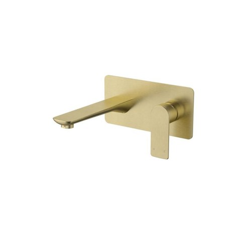 Brushed Brass Quadro Wall Mounted Basin Mixer and Spout