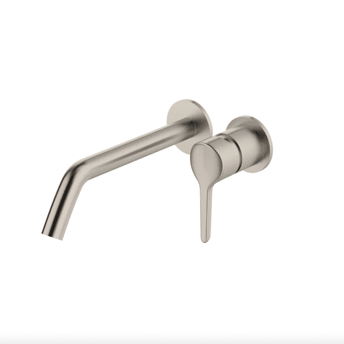 BRUSHED NICKEL Medameda Wall Mounted Basin Mixer 215mm
