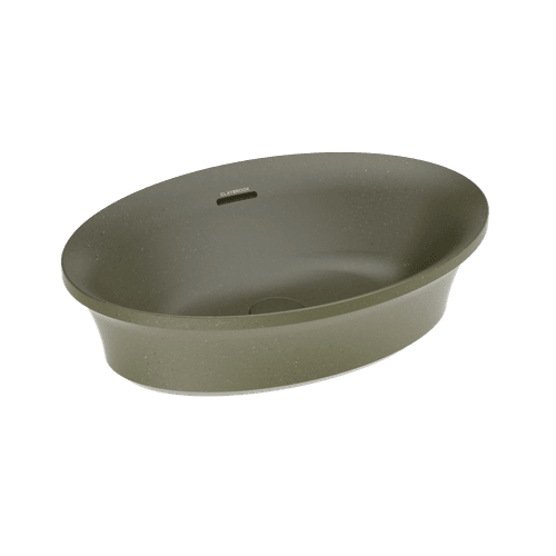 Olive Green Flute Oval Vessel Basin