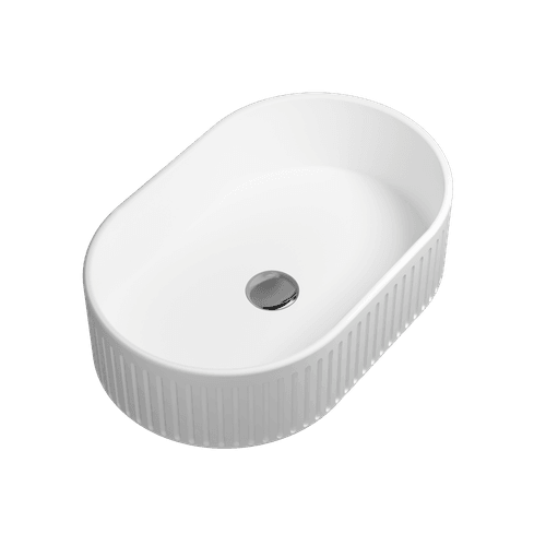 Matte White Laurel Oval Vessel Basin