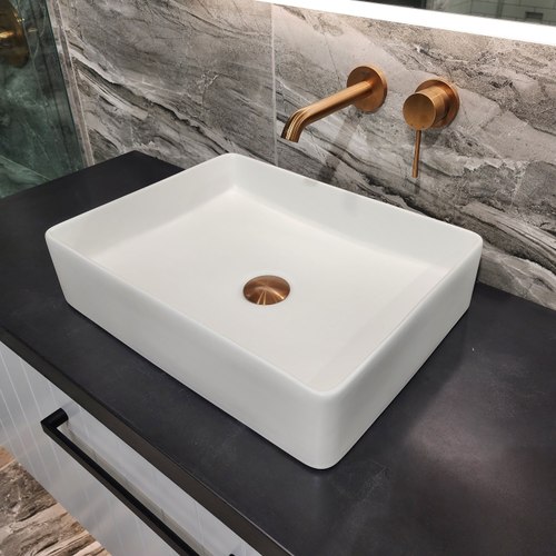 Matte White Code Pure Rectangle 470 Ceramic  Vessel Basin Range