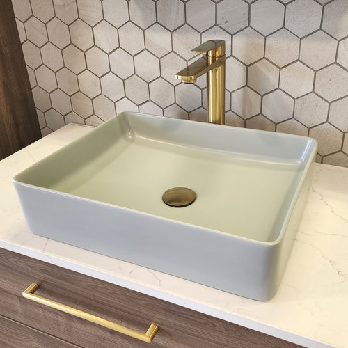 Matte Light Grey Code Pure Rectangle 470 Ceramic  Vessel Basin Range