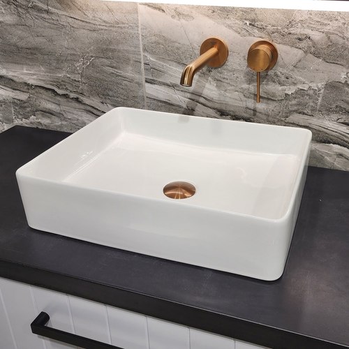 Gloss White Code Pure Rectangle 470 Ceramic  Vessel Basin Range