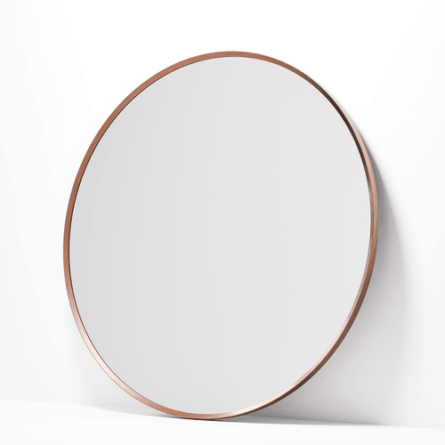 Brushed Copper Code Aspect Round 700 Framed Mirror Range