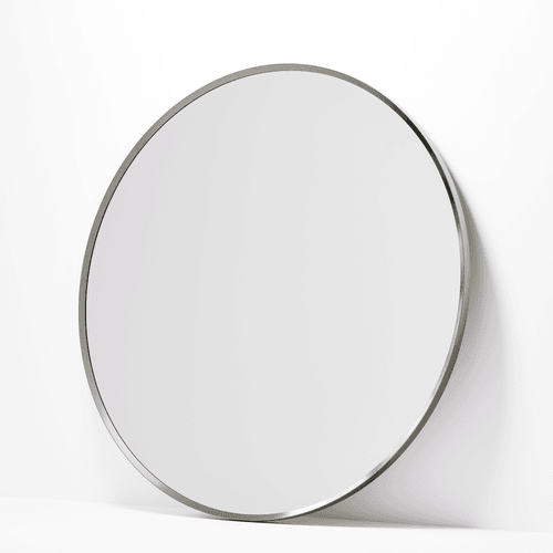 Brushed Nickel Code Aspect Round 900 Framed Mirror Range