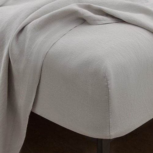 Ash Belgian Linen Fitted Sheets